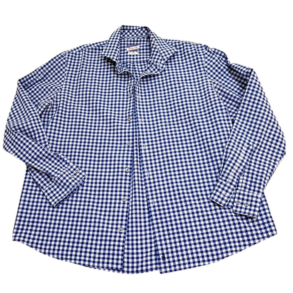 johnnie-O Blue Checkered Casual Button Down Shirt chest pocket size xl